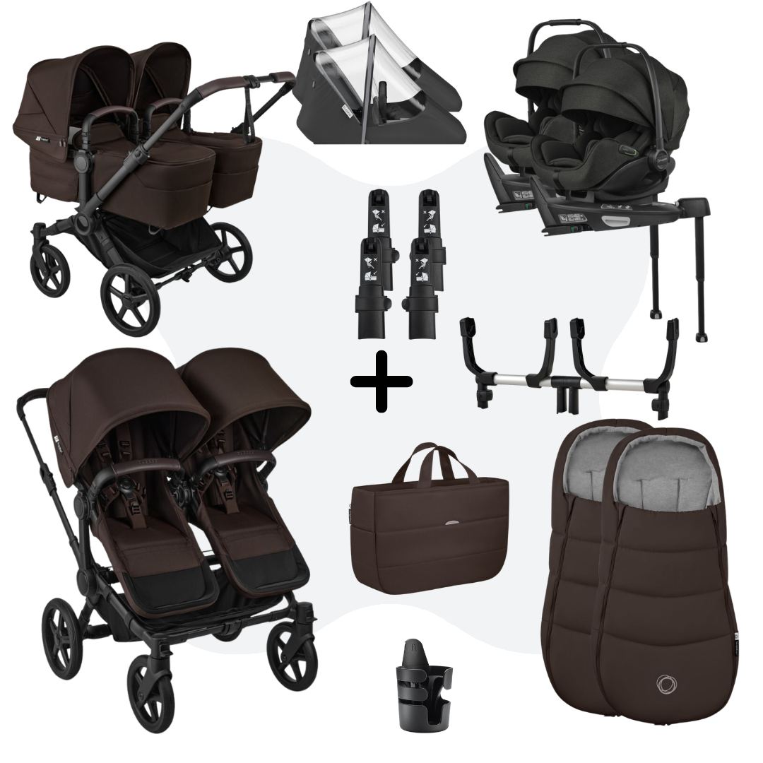 Bugaboo Donkey 6 Twin Ultimate Newborn Bundle Cocoa Brown