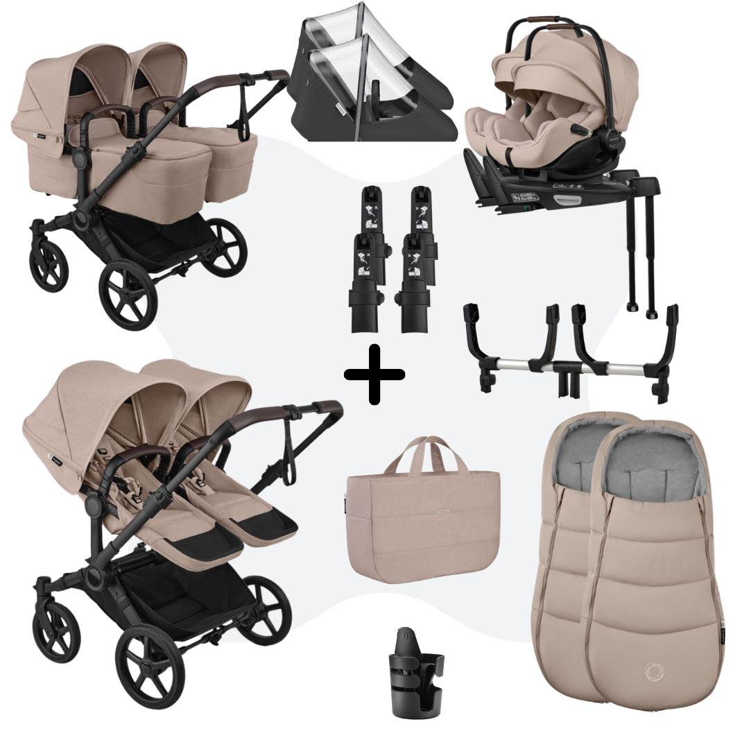 Bugaboo Donkey 6 Twin Ultimate Newborn Bundle Desert Taupe Melange