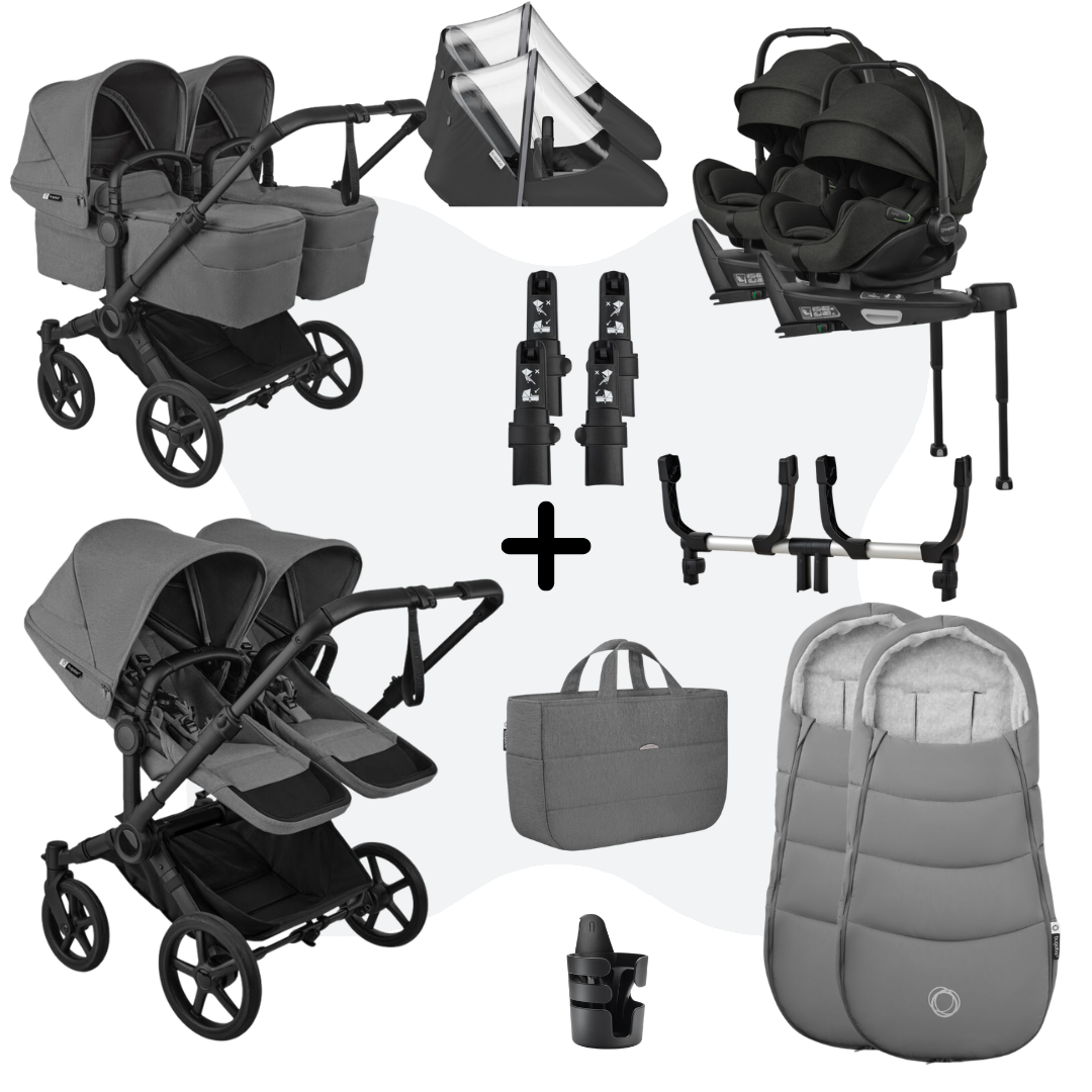 Bugaboo Donkey 6 Twin Ultimate Newborn Bundle Moon Grey