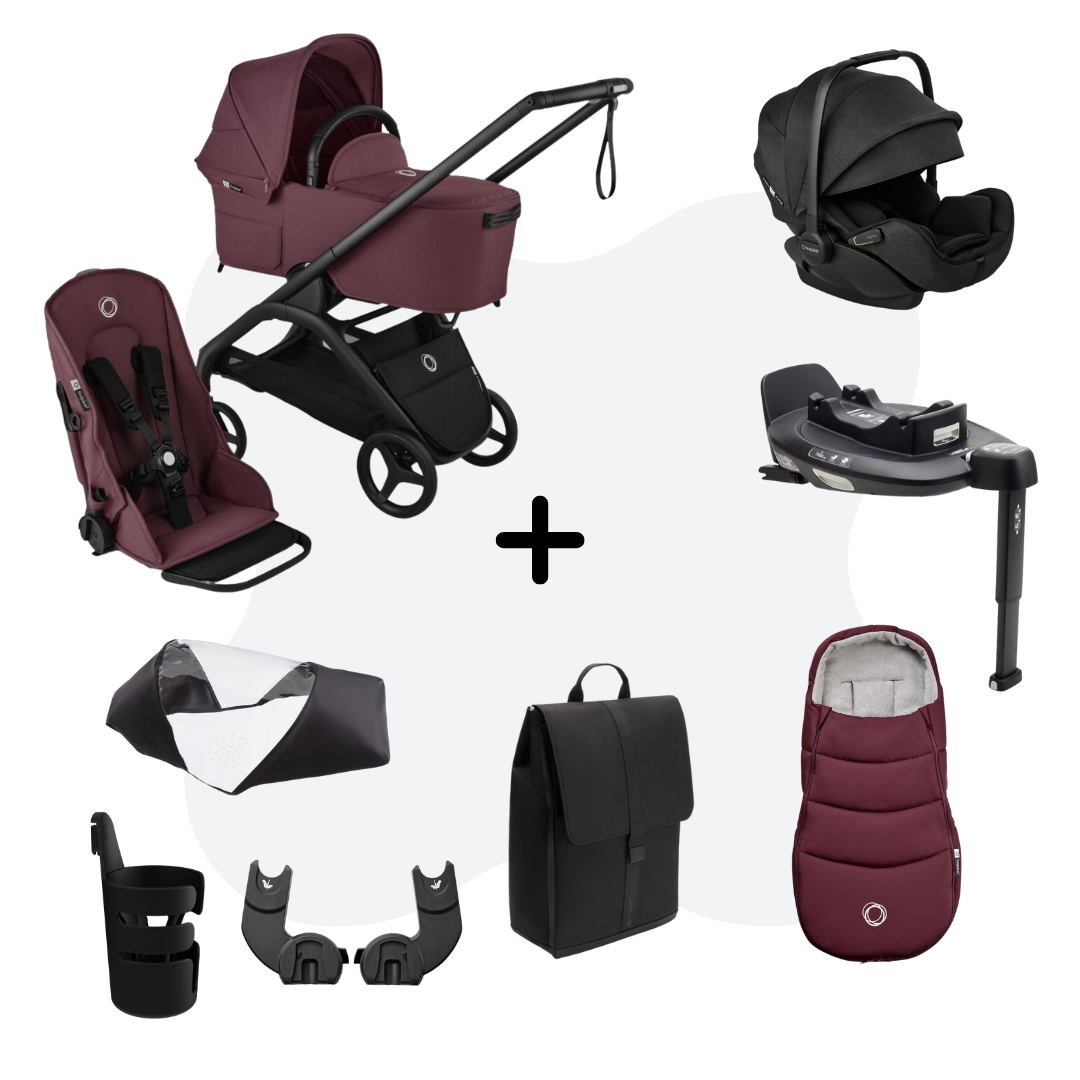 Bugaboo Dragonfly Black - Dark Cherry - Ultimate Newborn Bundle