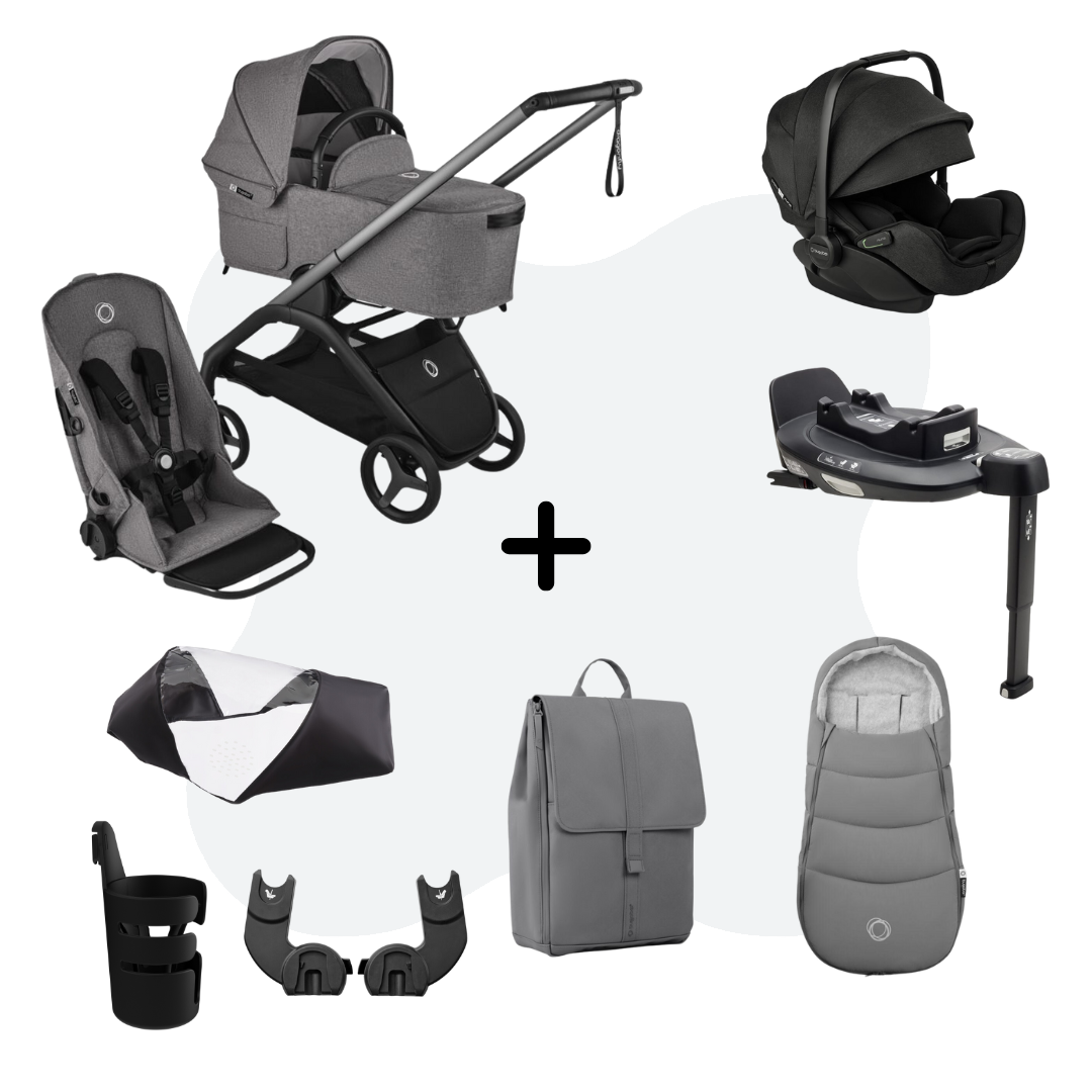 Bugaboo Dragonfly Graphite - Grey Melange - Ultimate Newborn Bundle