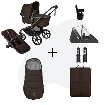 Bugaboo Fox 5 Renew Black - Cocoa Brown Essential Bundle
