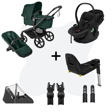 Bugaboo Fox 5 Renew Black - Fern Green - 4in1 Travelsystem Thule Maple