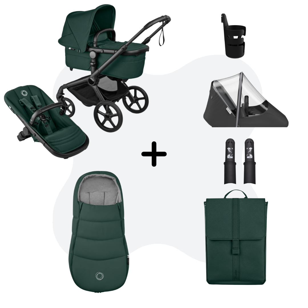 Bugaboo Fox 5 Renew Black - Fern Green Essential Bundle