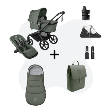 Bugaboo Fox 5 Renew Black - Forest Green Essential Bundle