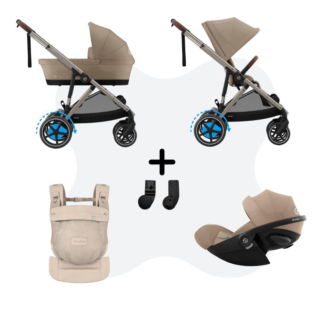 Cybex e-Gazelle S Mono 3in1 Travelsystem incl. Amya Almond Beige Cloud G – Plus Almond Beige