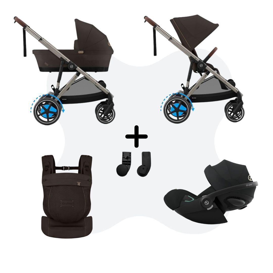 Cybex e-Gazelle S Mono 3in1 Travelsystem incl. Amya Chocolate Brown Cloud G – Plus Moon Black