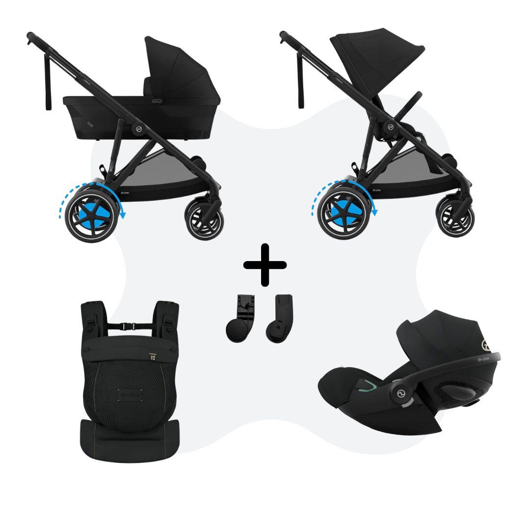 Cybex e-Gazelle S Mono 3in1 Travelsystem incl. Amya Moon Black Cloud G – Plus Moon Black