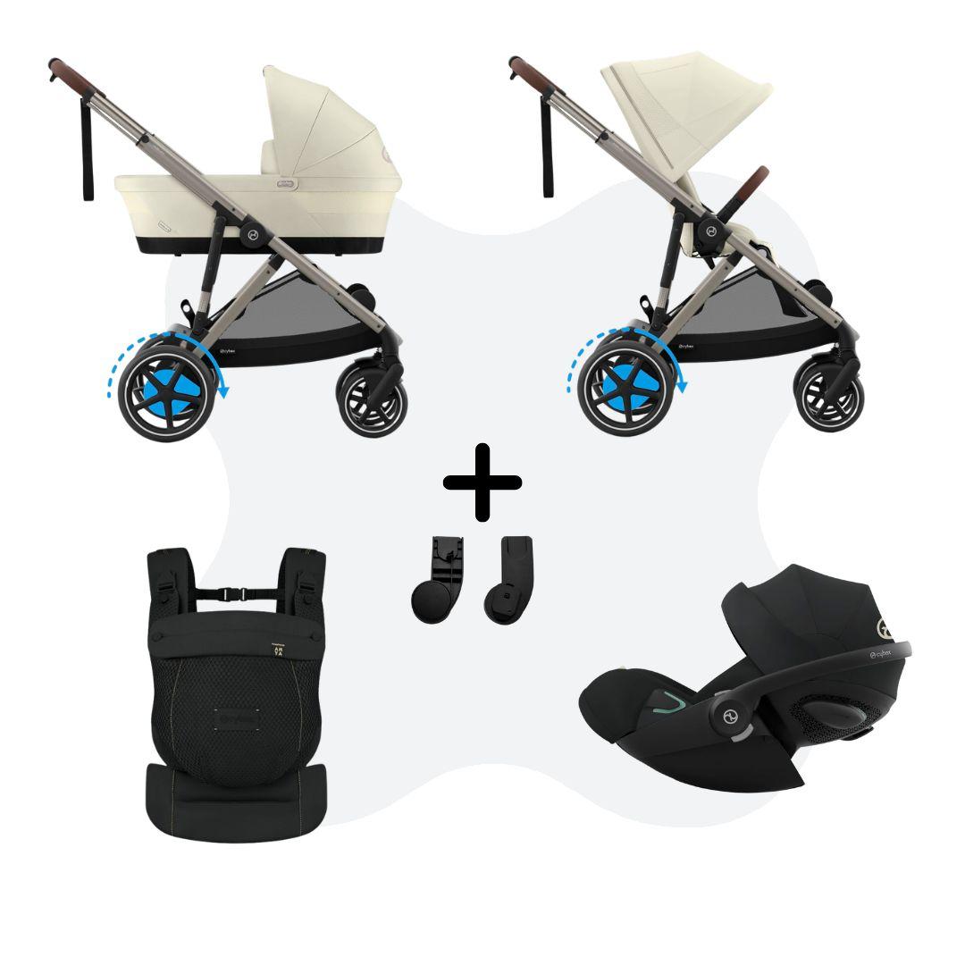 Cybex e-Gazelle S Mono 3in1 Travelsystem incl. Amya Seashell Beige Cloud G – Plus Moon Black