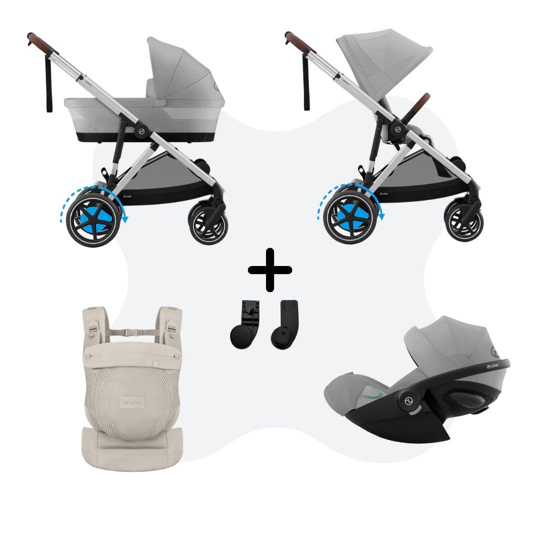 Cybex e-Gazelle S Mono 3in1 Travelsystem incl. Amya Stone Grey Cloud G – Plus Stone Grey