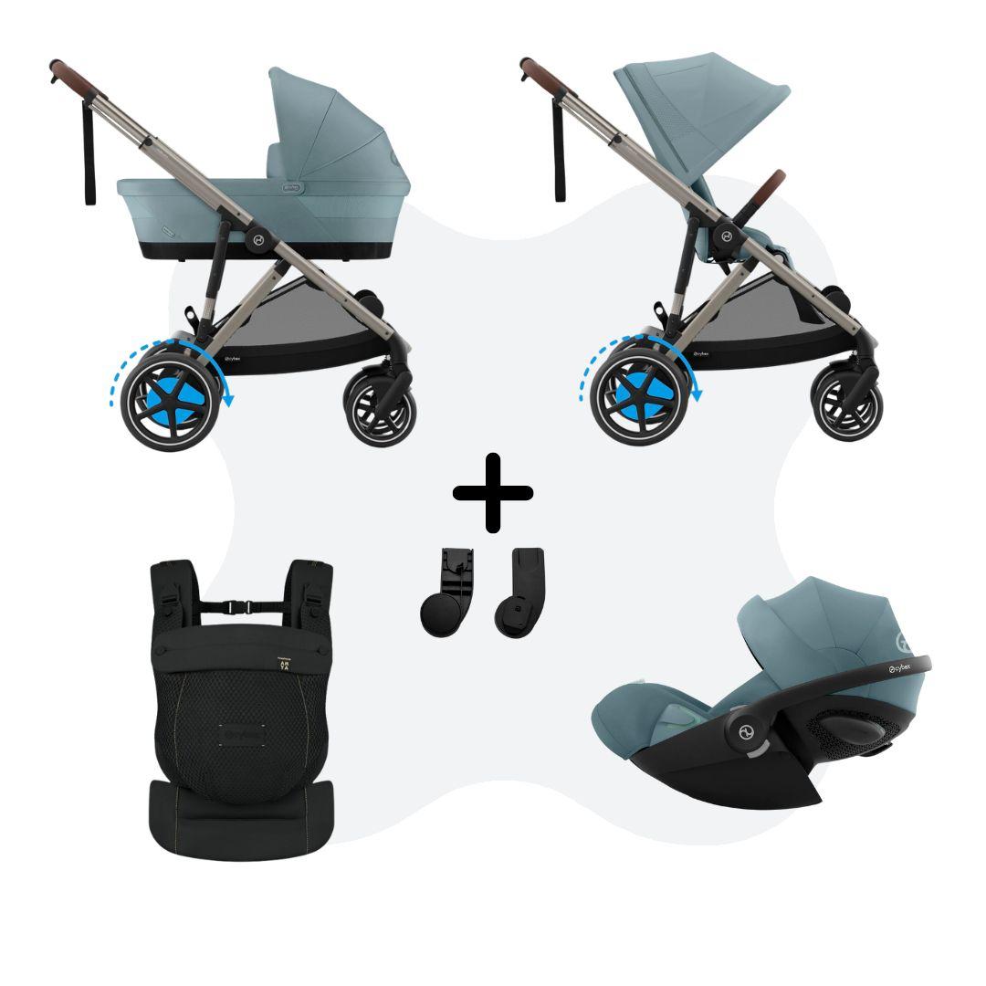 Cybex e-Gazelle S Mono 3in1 Travelsystem incl. Amya Stormy Blue Cloud G – Plus Stormy Blue