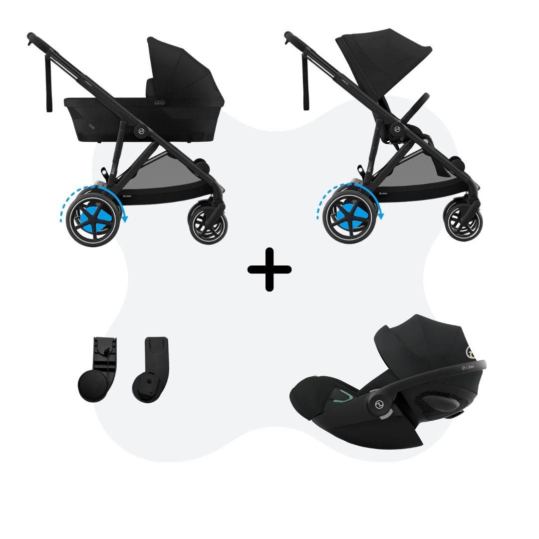 Cybex e-Gazelle S Mono 3in1 Travelsystem Moon Black Cloud G - Plus Moon Black