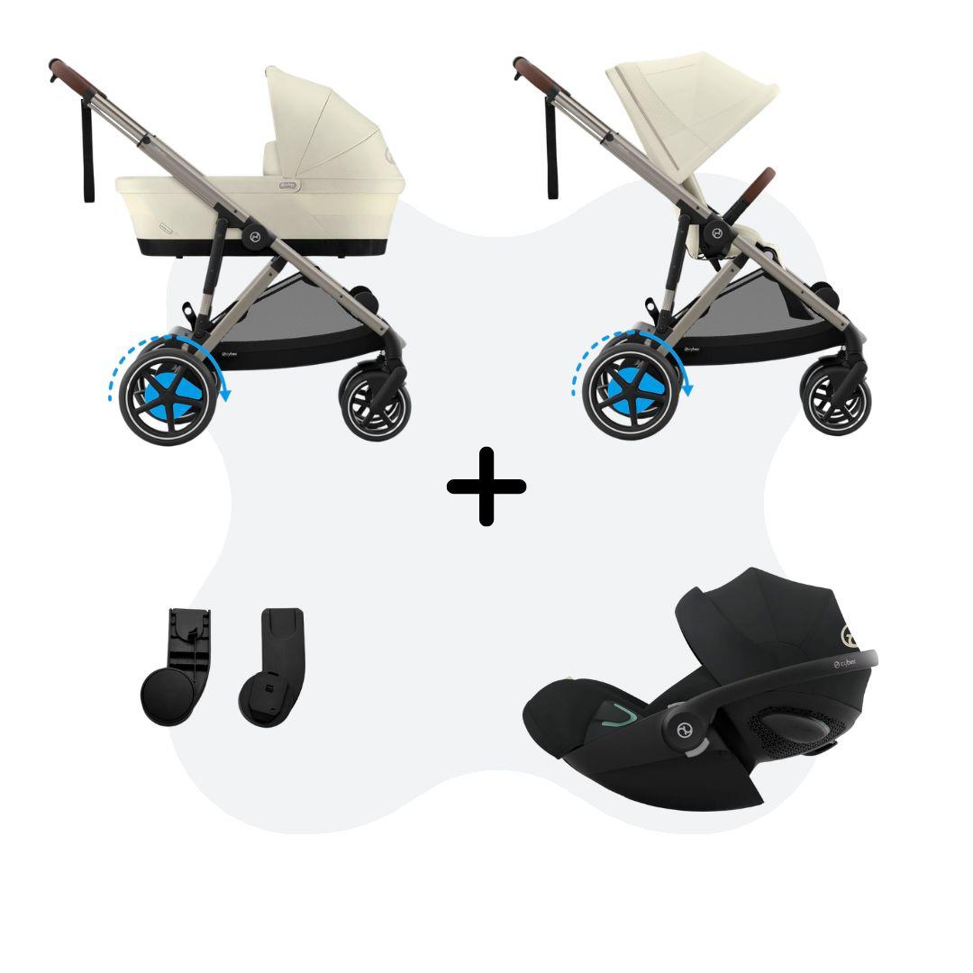 Cybex e-Gazelle S Mono 3in1 Travelsystem Seashell Beige Cloud G - Plus Moon Black