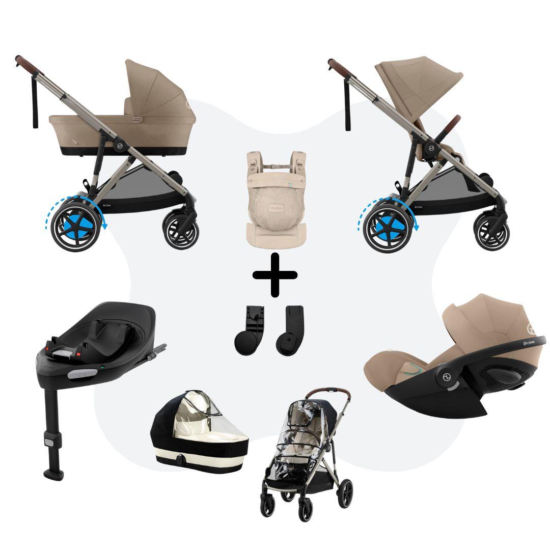 Cybex e-Gazelle S Mono 4in1 Travelsystem All Weather incl. Amya Almond Beige Cloud G – Plus Almond Beige