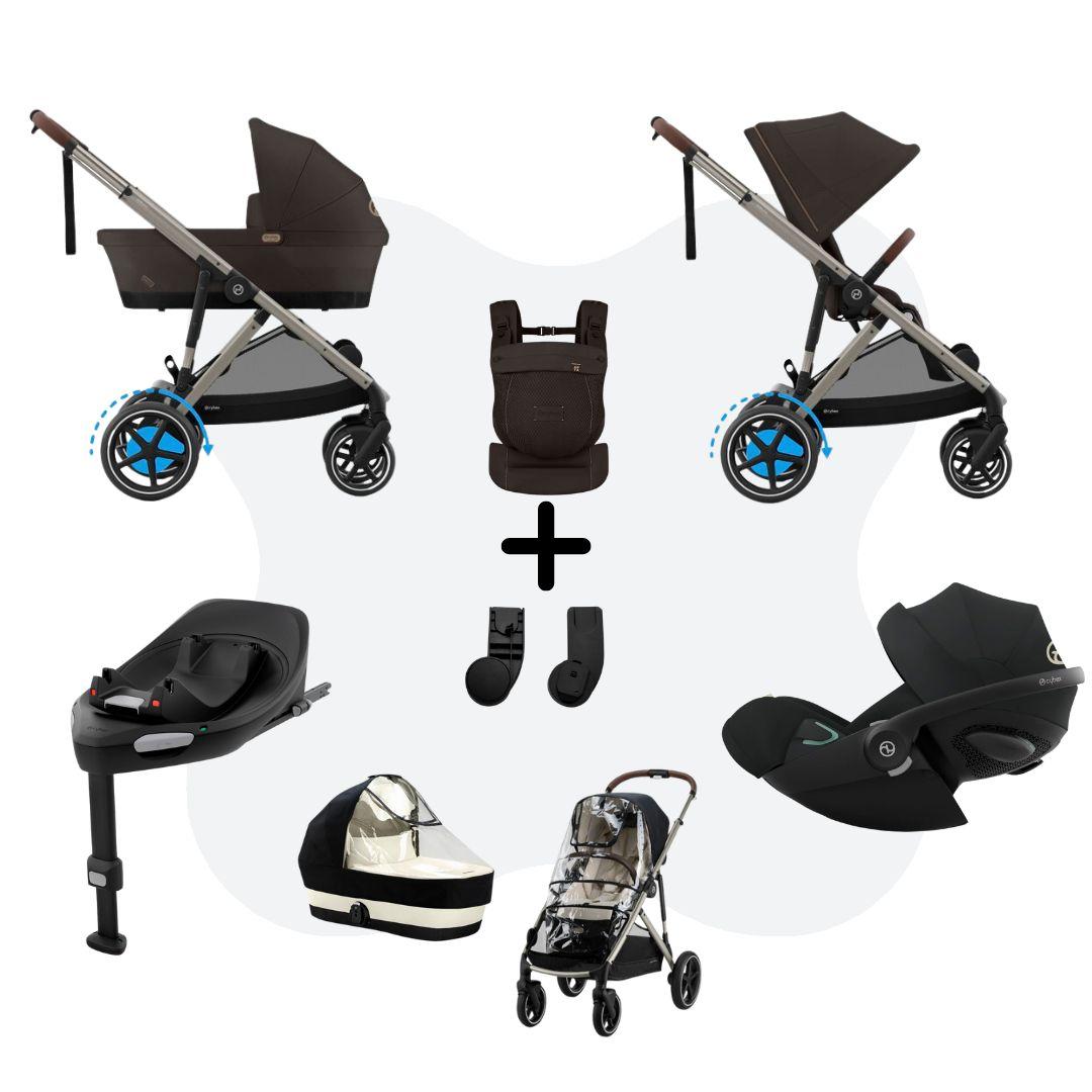 Cybex e-Gazelle S Mono 4in1 Travelsystem All Weather incl. Amya Chocolate Brown Cloud G – Plus Moon Black