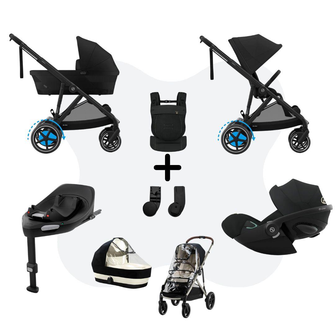 Cybex e-Gazelle S Mono 4in1 Travelsystem All Weather incl. Amya Moon Black Cloud G – Plus Moon Black