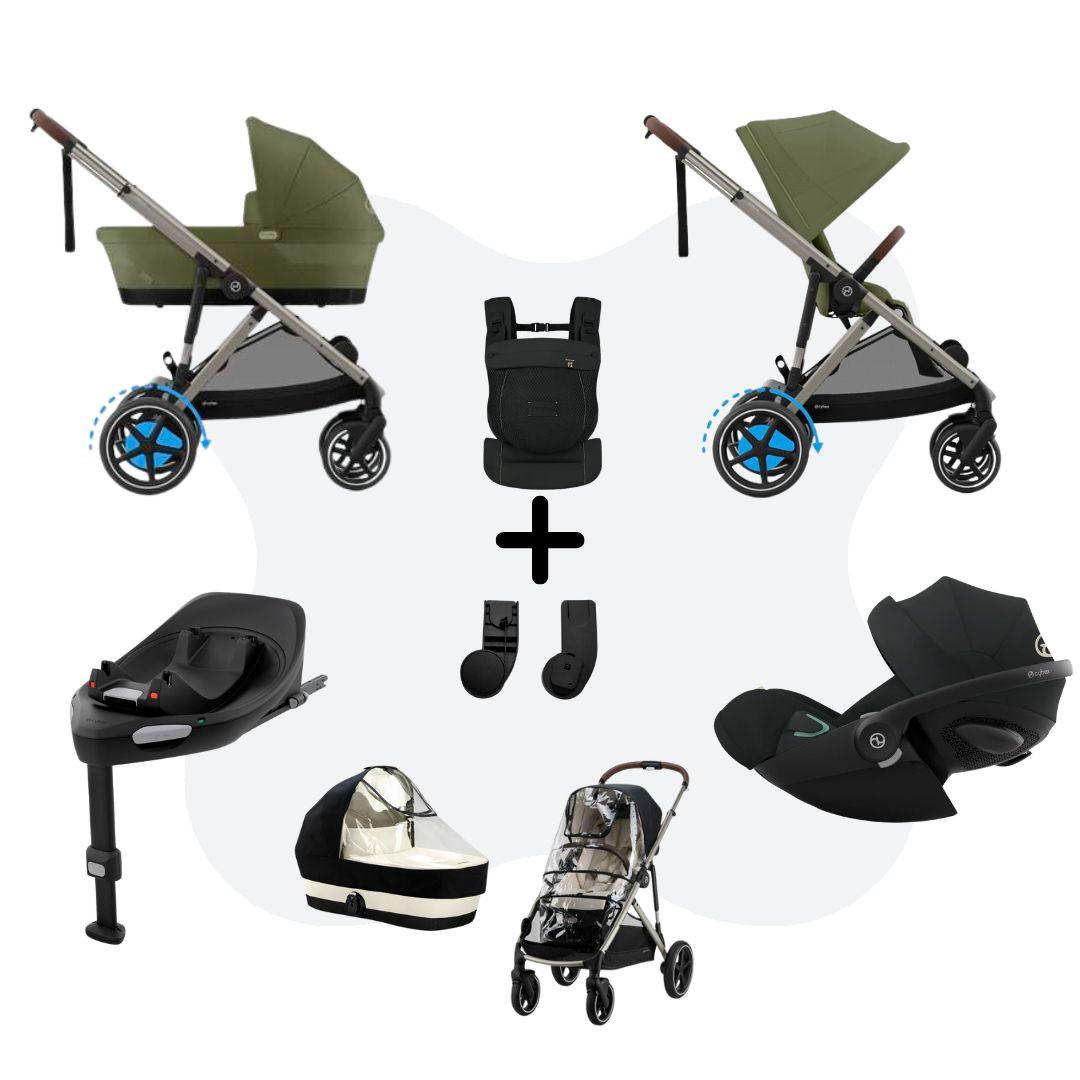 Cybex e-Gazelle S Mono 4in1 Travelsystem All Weather incl. Amya Moss Green Cloud G – Plus Moon Black