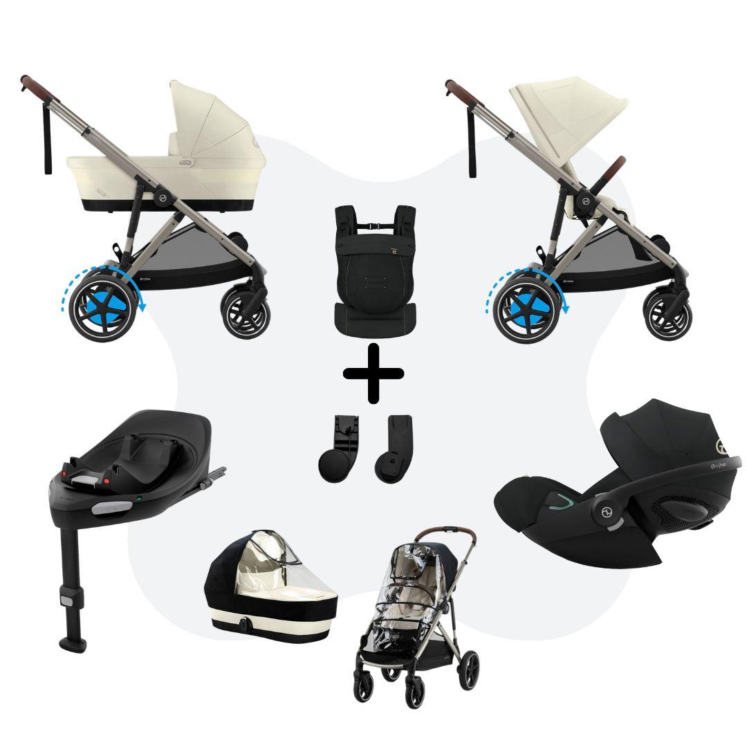 Cybex e-Gazelle S Mono 4in1 Travelsystem All Weather incl. Amya Seashell Beige Cloud G – Plus Moon Black