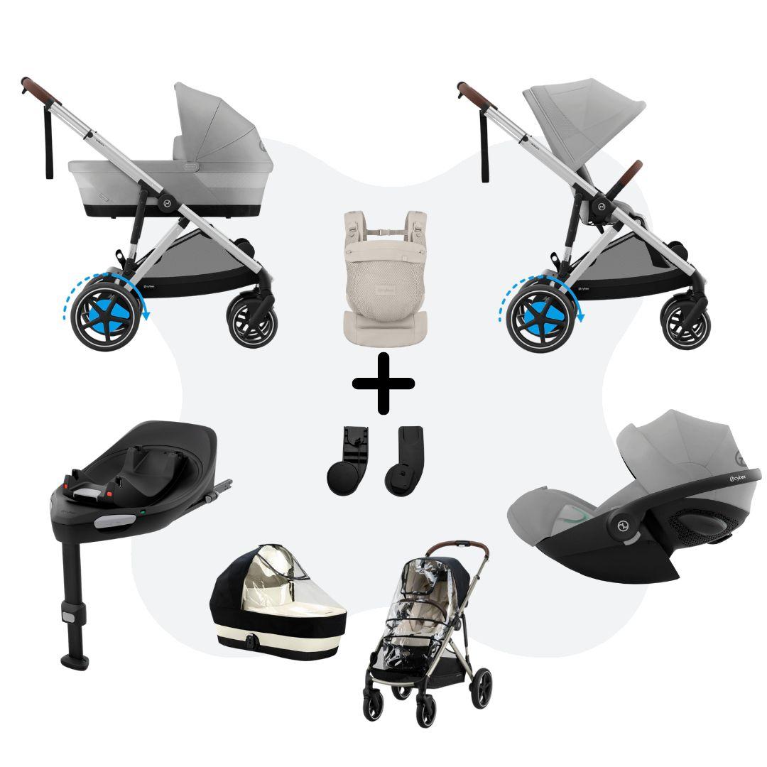 Cybex e-Gazelle S Mono 4in1 Travelsystem All Weather incl. Amya Stone Grey Cloud G – Plus Stone Grey