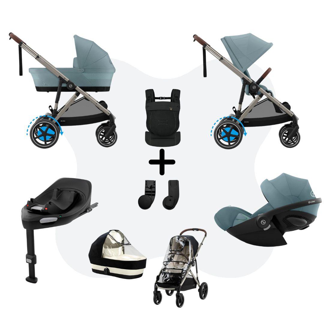 Cybex e-Gazelle S Mono 4in1 Travelsystem All Weather incl. Amya Stormy Blue Cloud G – Plus Stormy Blue