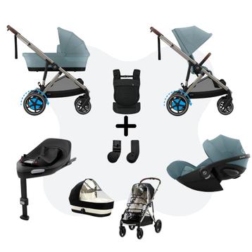 Cybex e-Gazelle S Mono 4in1 Travelsystem All Weather incl. Amya Stormy Blue Cloud G – Plus Stormy Blue