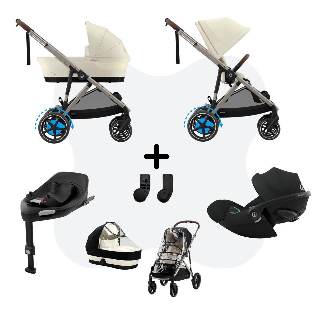Cybex e-Gazelle S Mono 4in1 Travelsystem All Weather Seashell Beige Cloud G – Plus Moon Black