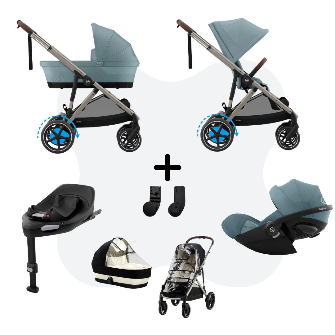 Cybex e-Gazelle S Mono 4in1 Travelsystem All Weather Stormy Blue Cloud G – Plus Stormy Blue