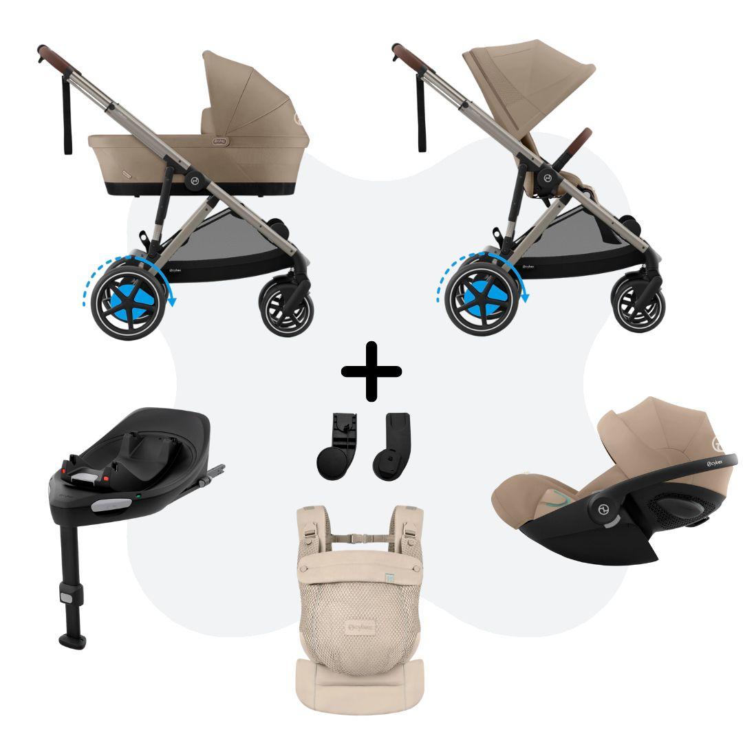 Cybex e-Gazelle S Mono 4in1 Travelsystem incl. Amya Almond Beige Cloud G – Plus Almond Beige