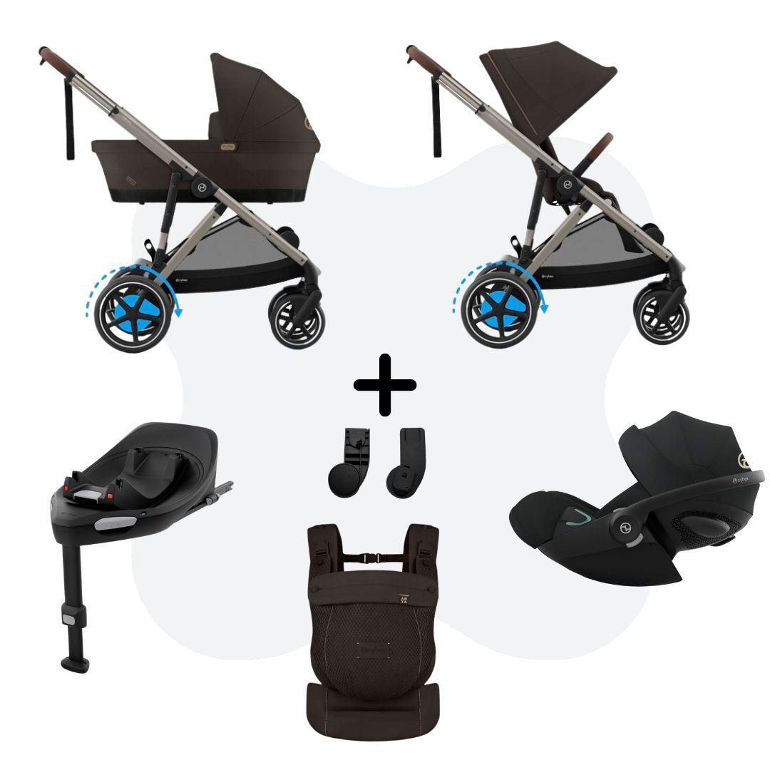 Cybex e-Gazelle S Mono 4in1 Travelsystem incl. Amya Chocolate Brown Cloud G – Plus Moon Black