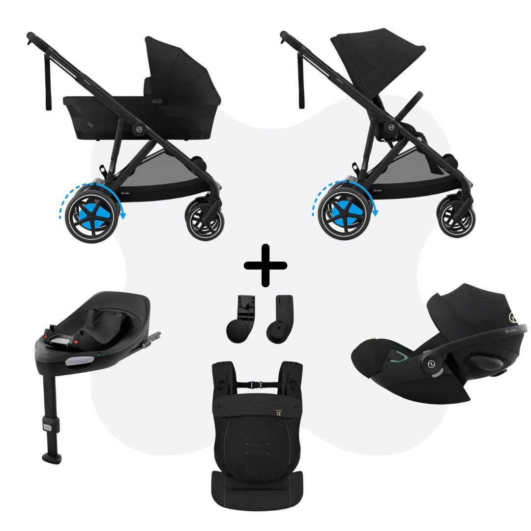 Cybex e-Gazelle S Mono 4in1 Travelsystem incl. Amya Moon Black Cloud G – Plus Moon Black