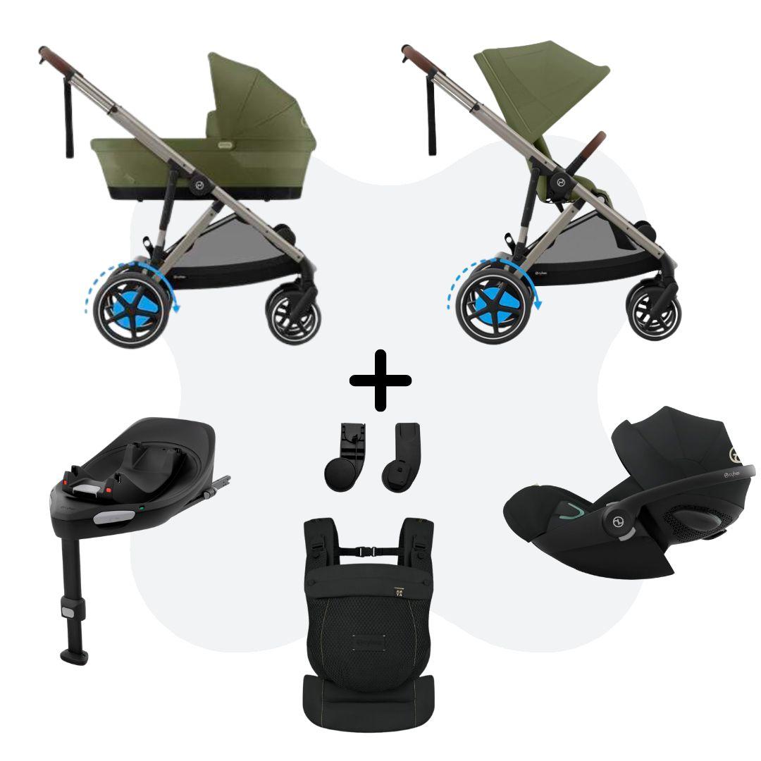 Cybex e-Gazelle S Mono 4in1 Travelsystem incl. Amya Moss Green Cloud G – Plus Moon Black