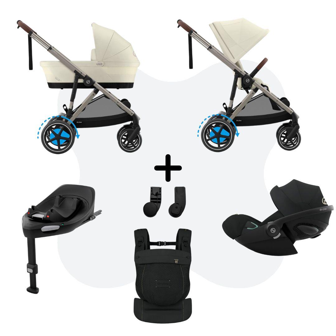 Cybex e-Gazelle S Mono 4in1 Travelsystem incl. Amya Seashell Beige Cloud G – Plus Moon Black