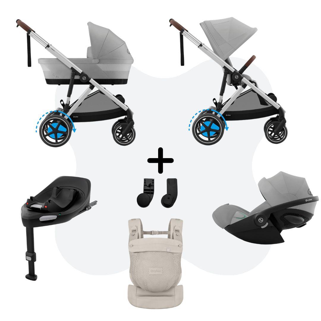 Cybex e-Gazelle S Mono 4in1 Travelsystem incl. Amya Stone Grey Cloud G – Plus Stone Grey