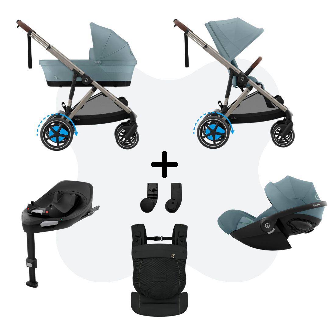 Cybex e-Gazelle S Mono 4in1 Travelsystem incl. Amya Stormy Blue Cloud G – Plus Stormy Blue