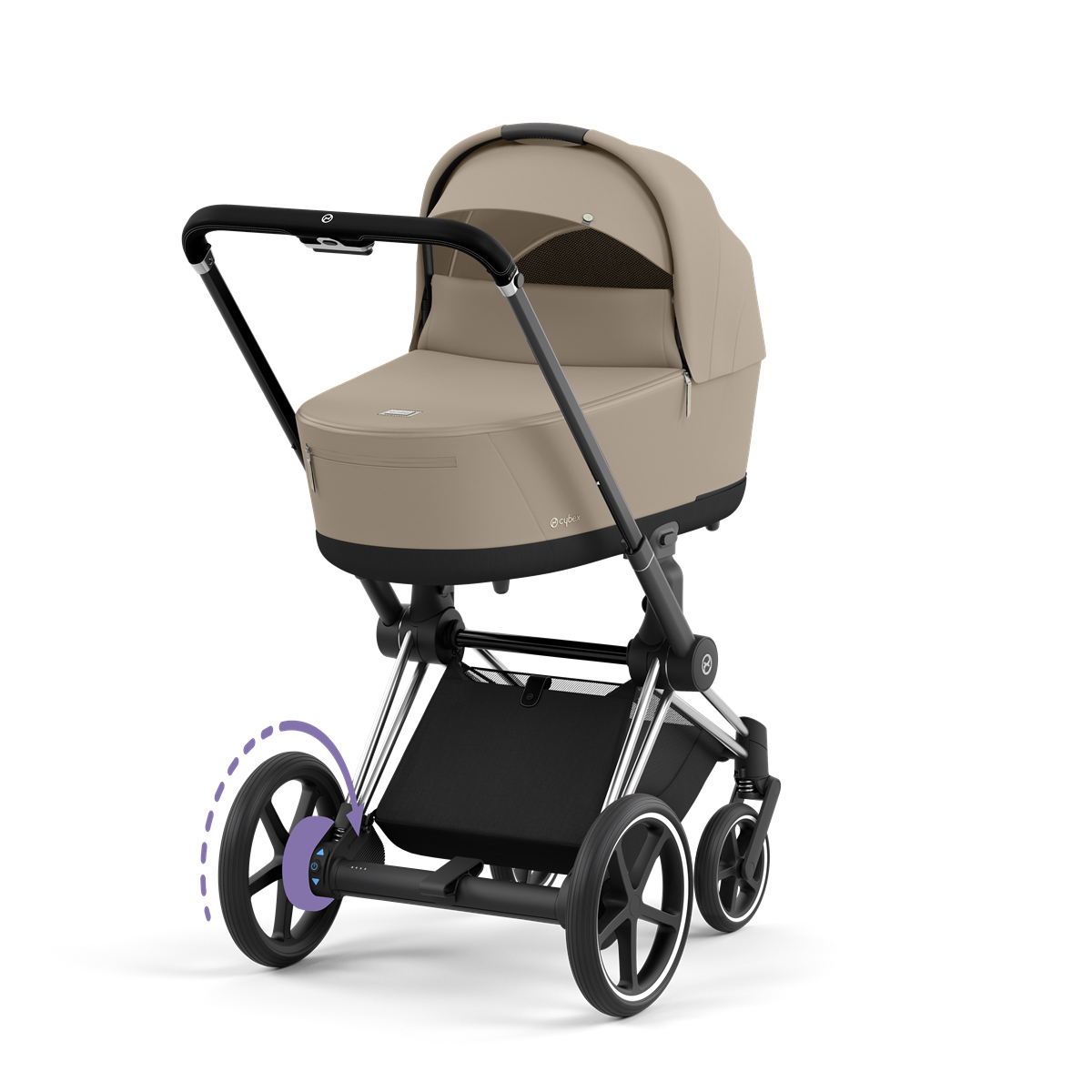 Cybex E-Priam 4 Cozy Beige - Chrome Black Compleet