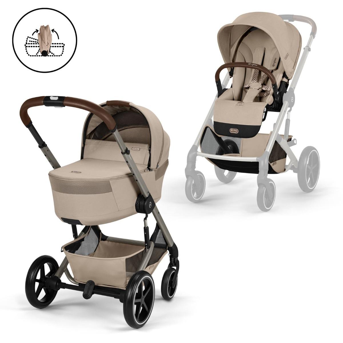 Cybex Balios S Lux incl. Foldable Cot Almond Beige - Taupe Frame