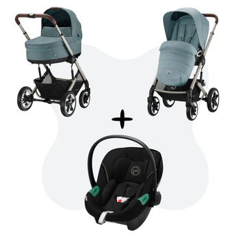 Cybex Talos S Lux Travelsystem Sky Blue - Taupe Frame met Aton S2