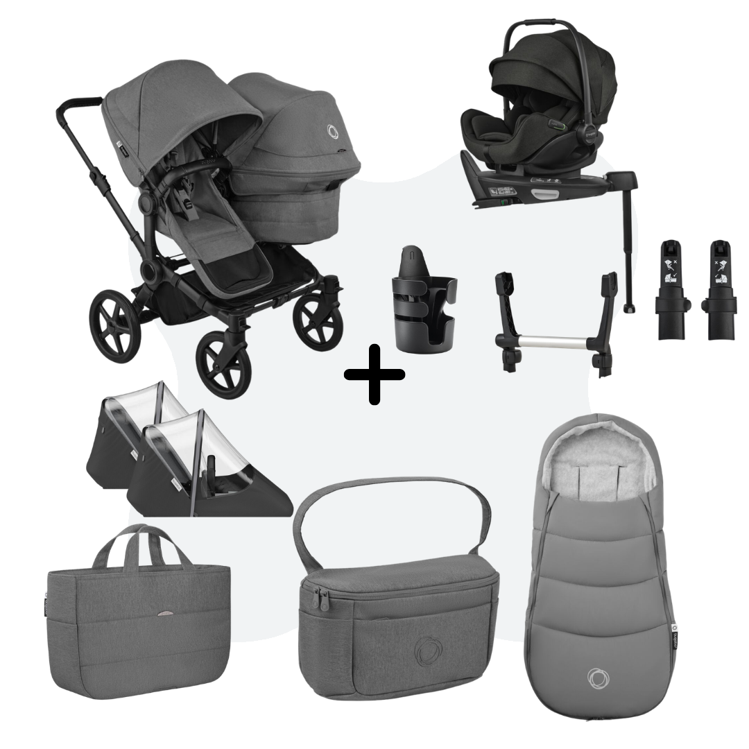 Bugaboo Donkey 6 Double Ultimate newborn bundle Moon Grey