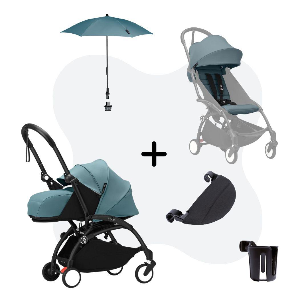 Stokke Yoyo Fold & Go Stroller Bundle Aqua